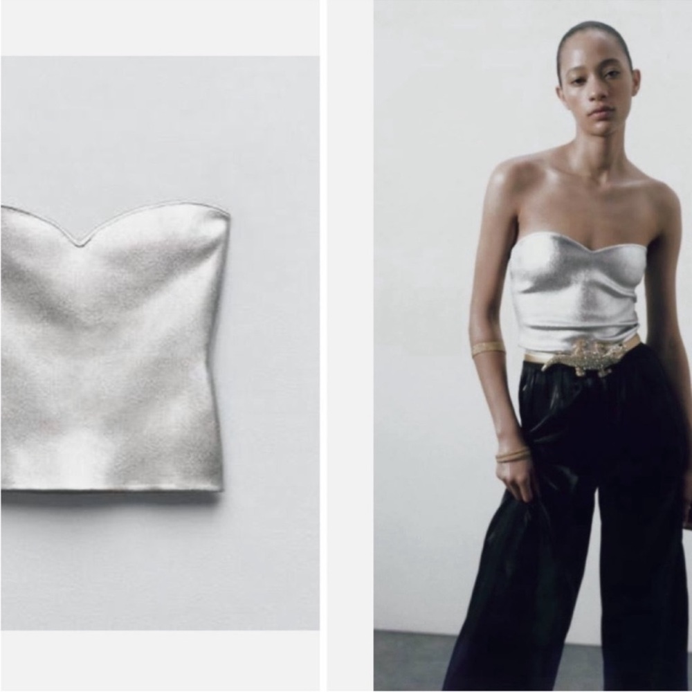 Elegant Silver Strapless Top - Picture 2 of 6